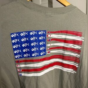 Ocean Isle Beach NC OIFC Long Sleeve American Flag Bonefish Tee Large NWT